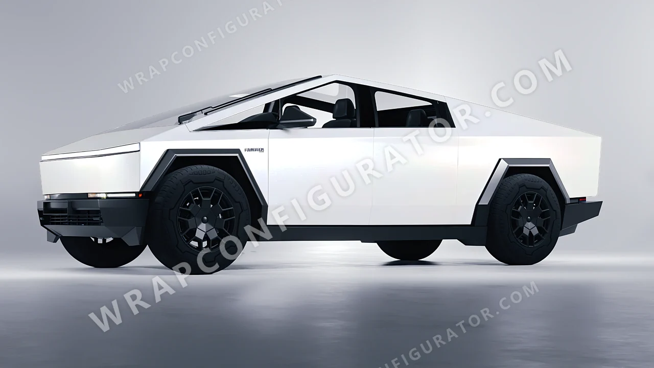 White Tesla Cybertruck 2024 wrapped in KPMF Matt Crystalline White K75540