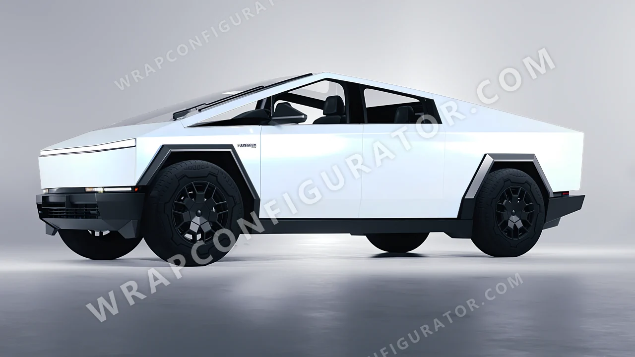 White Tesla Cybertruck 2024 wrapped in KPMF Matt Pacific Blue White Starlight K75576