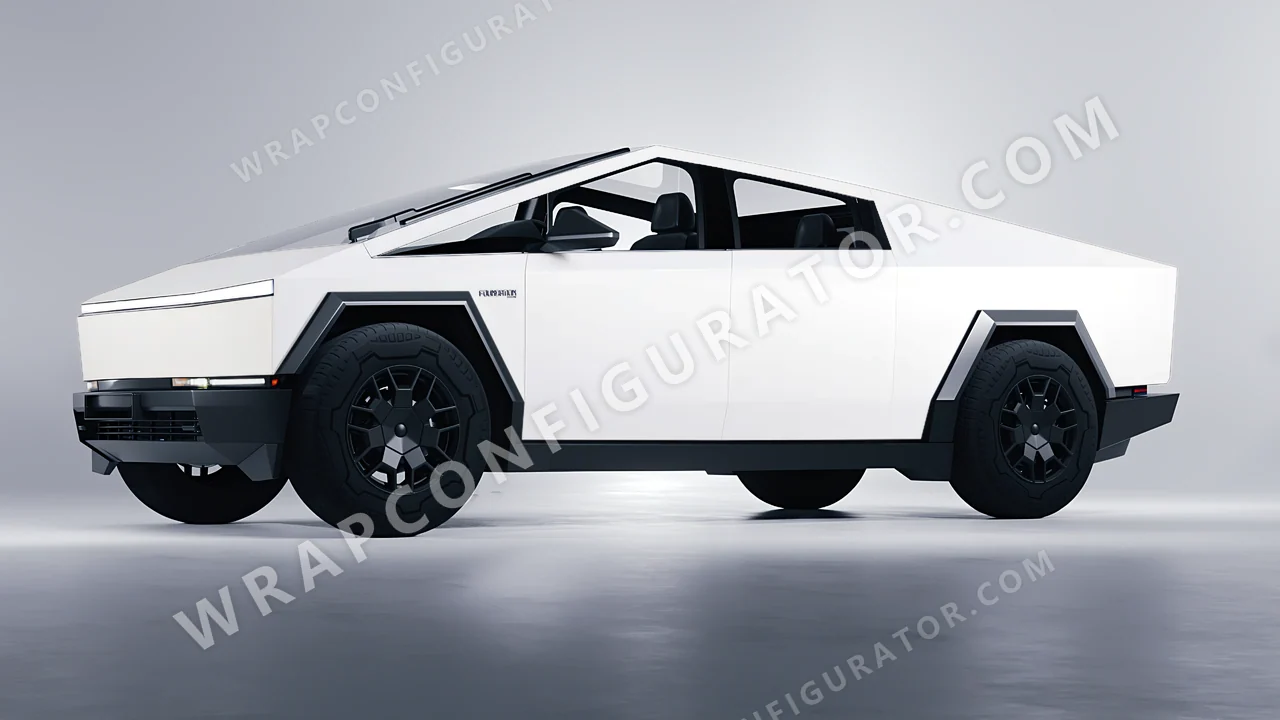 White Tesla Cybertruck 2024 wrapped in ORACAL White 970RA-010M