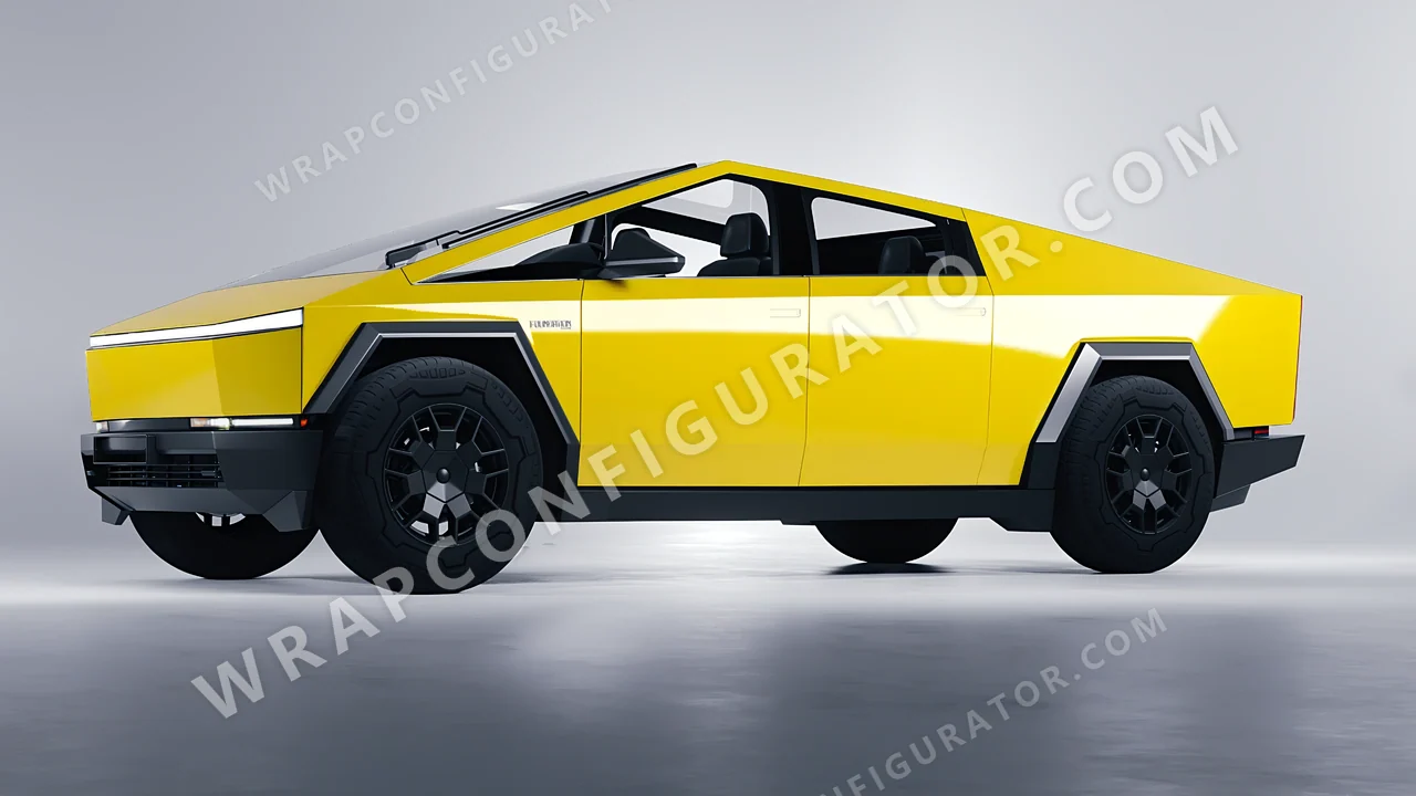 Yellow Tesla Cybertruck 2024 wrapped in Avery Dennison Ambulance Yellow SW900-236-O