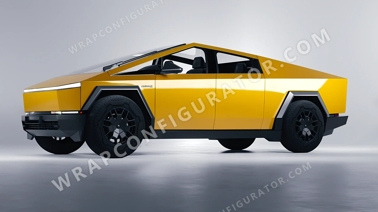 Yellow Tesla Cybertruck 2024 wrapped in Avery Dennison Dark Yellow SW900-249-O