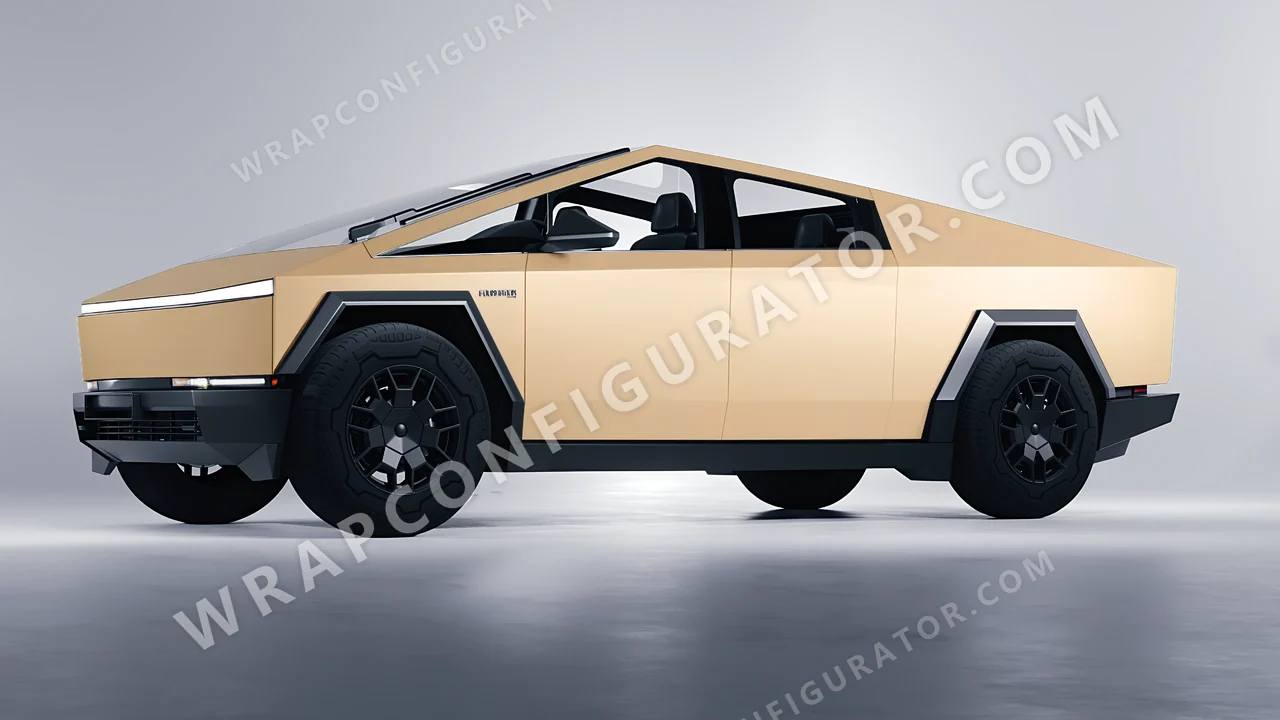 Yellow Tesla Cybertruck 2024 wrapped in Colourshield PPF by HyperPro AMG Desert Yellow SMF53-P