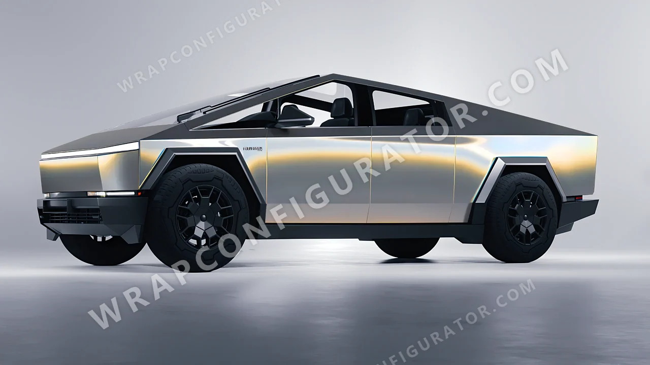 Yellow Tesla Cybertruck 2024 wrapped in Colourshield PPF by HyperPro Blue/Gold CGM17-P
