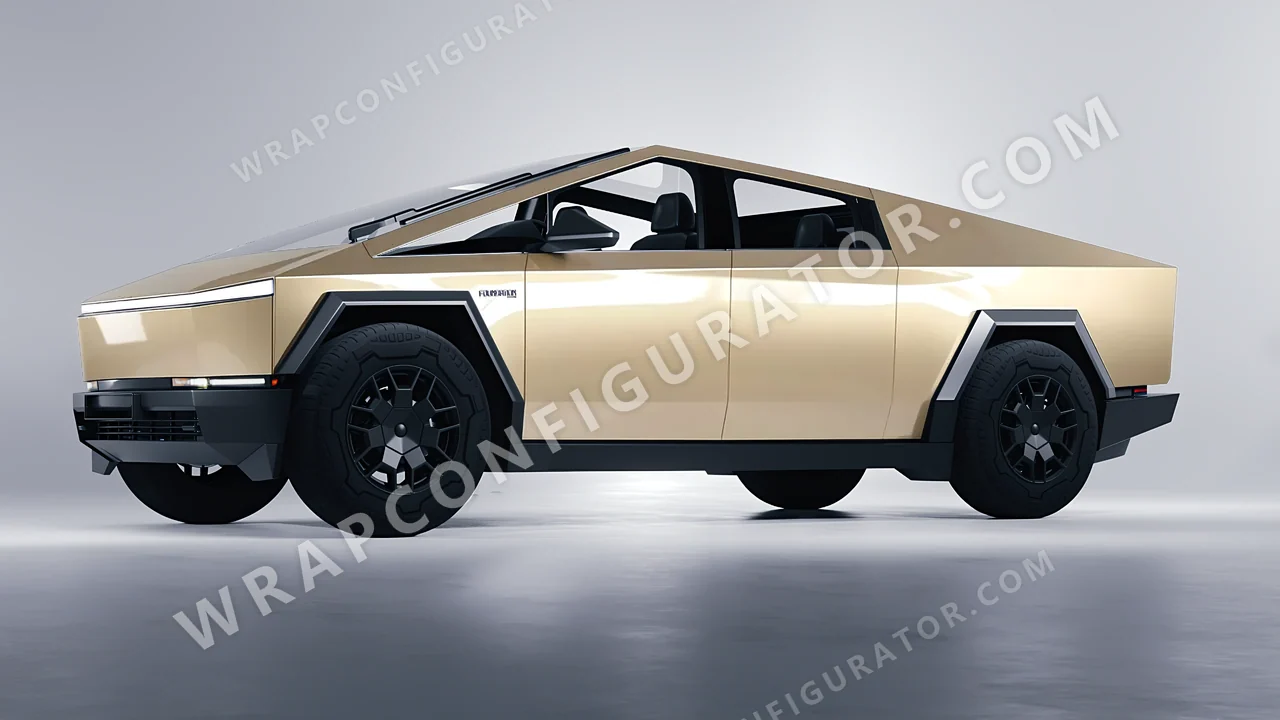 Yellow Tesla Cybertruck 2024 wrapped in Colourshield PPF by HyperPro Champagne Gold HGM52-P