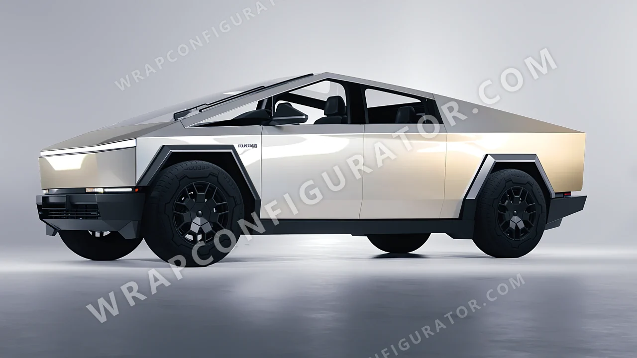 Yellow Tesla Cybertruck 2024 wrapped in Inozetek Dynamic PPF Silica Brass DPPF906