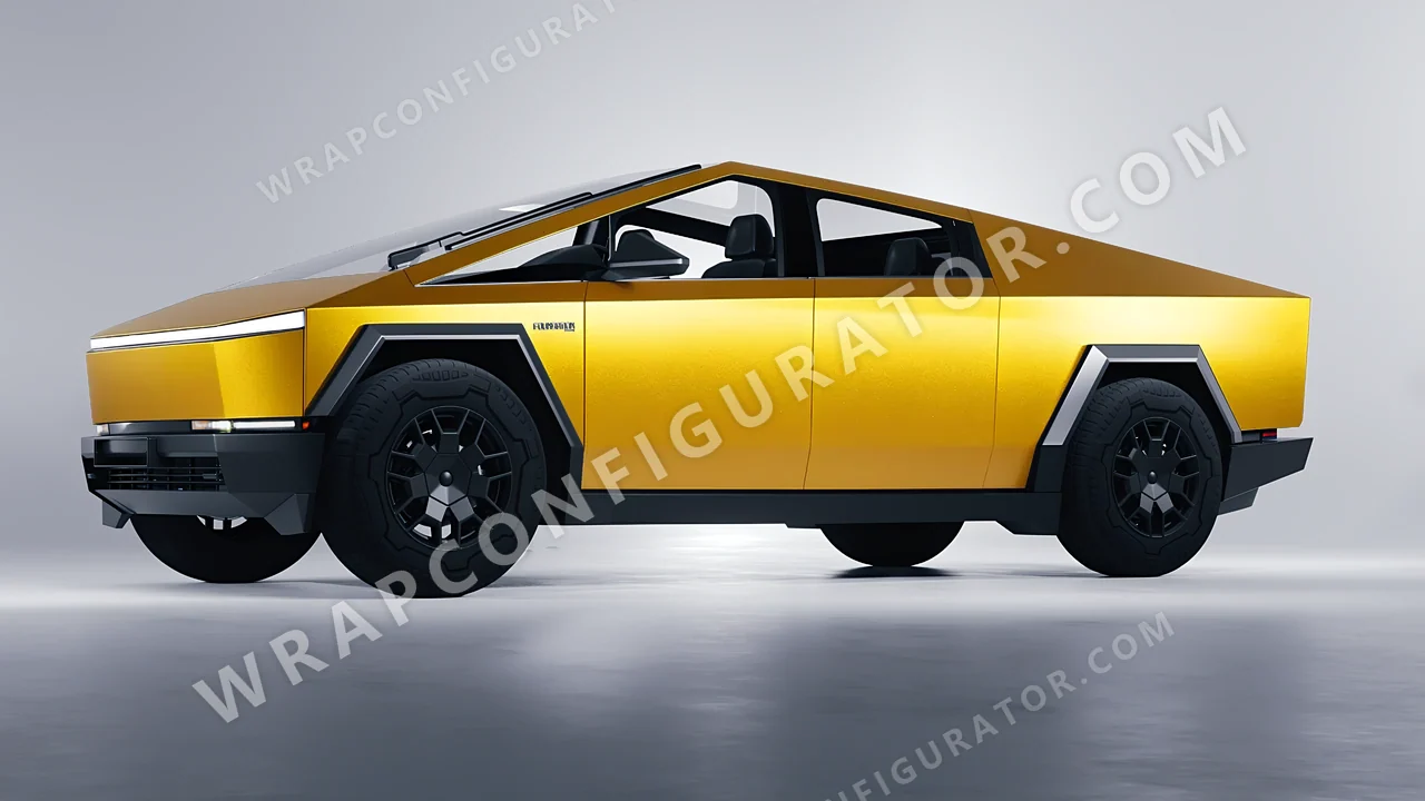 Yellow Tesla Cybertruck 2024 wrapped in KPMF Matt Sonic Yellow K75538