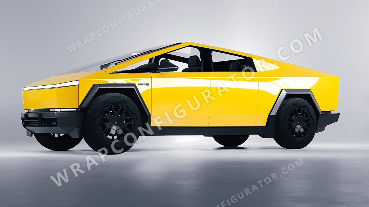 Yellow Tesla Cybertruck 2024 wrapped in ORACAL Light Yellow 970RA-022G
