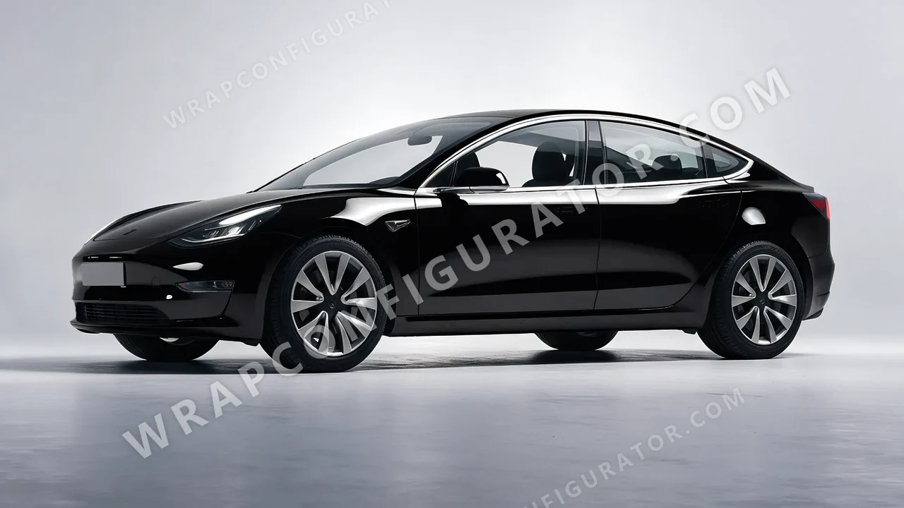Black Tesla Model 3 2019 wrapped in 3M Black HG12