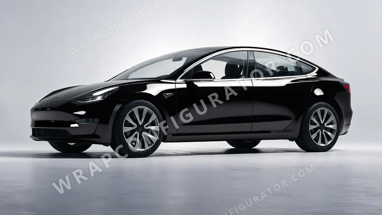 Black Tesla Model 3 2019 wrapped in 3M Black HG212