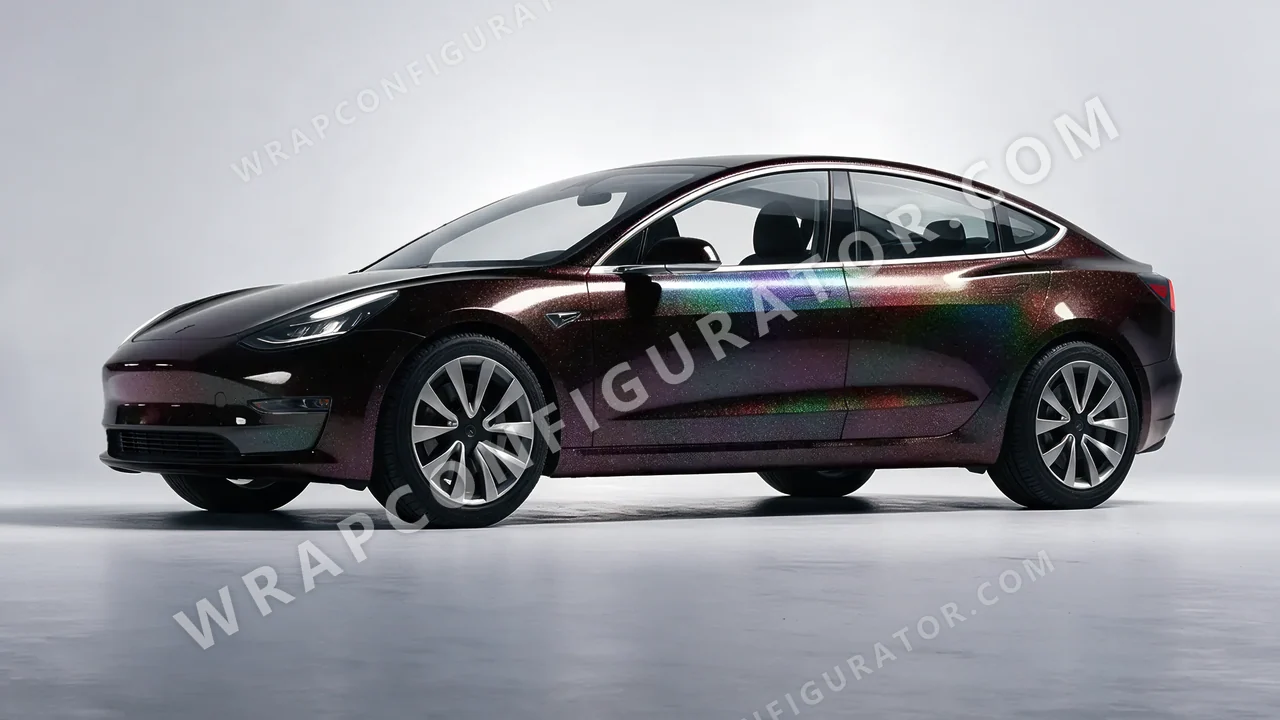 Black Tesla Model 3 2019 wrapped in 3M Black Psychedelic HGP221