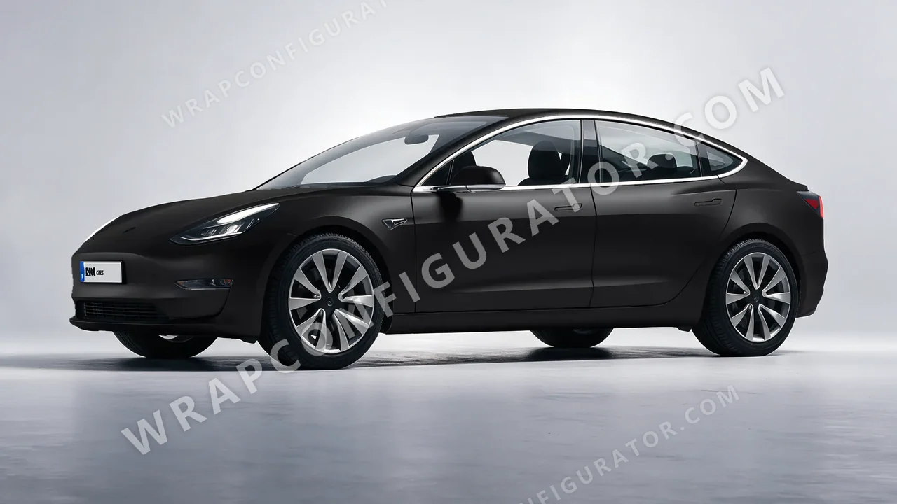 Black Tesla Model 3 2019 wrapped in 3M Dead Matte Black DM12
