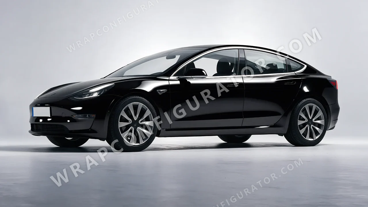 Black Tesla Model 3 2019 wrapped in 3M Gloss Black G12