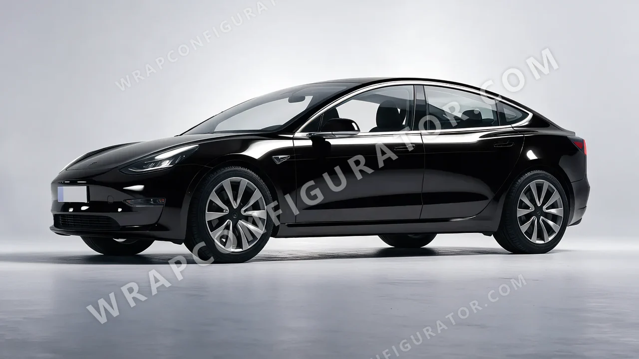 Black Tesla Model 3 2019 wrapped in 3M Gloss Black Metallic G212