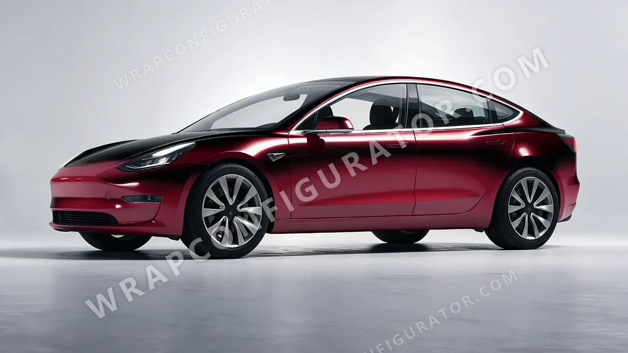 Black Tesla Model 3 2019 wrapped in 3M Gloss Black Rose GP99