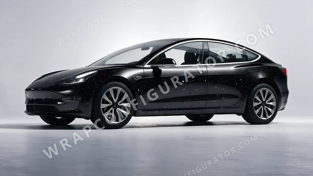 Black Tesla Model 3 2019 wrapped in 3M Gloss Galaxy Black GP292