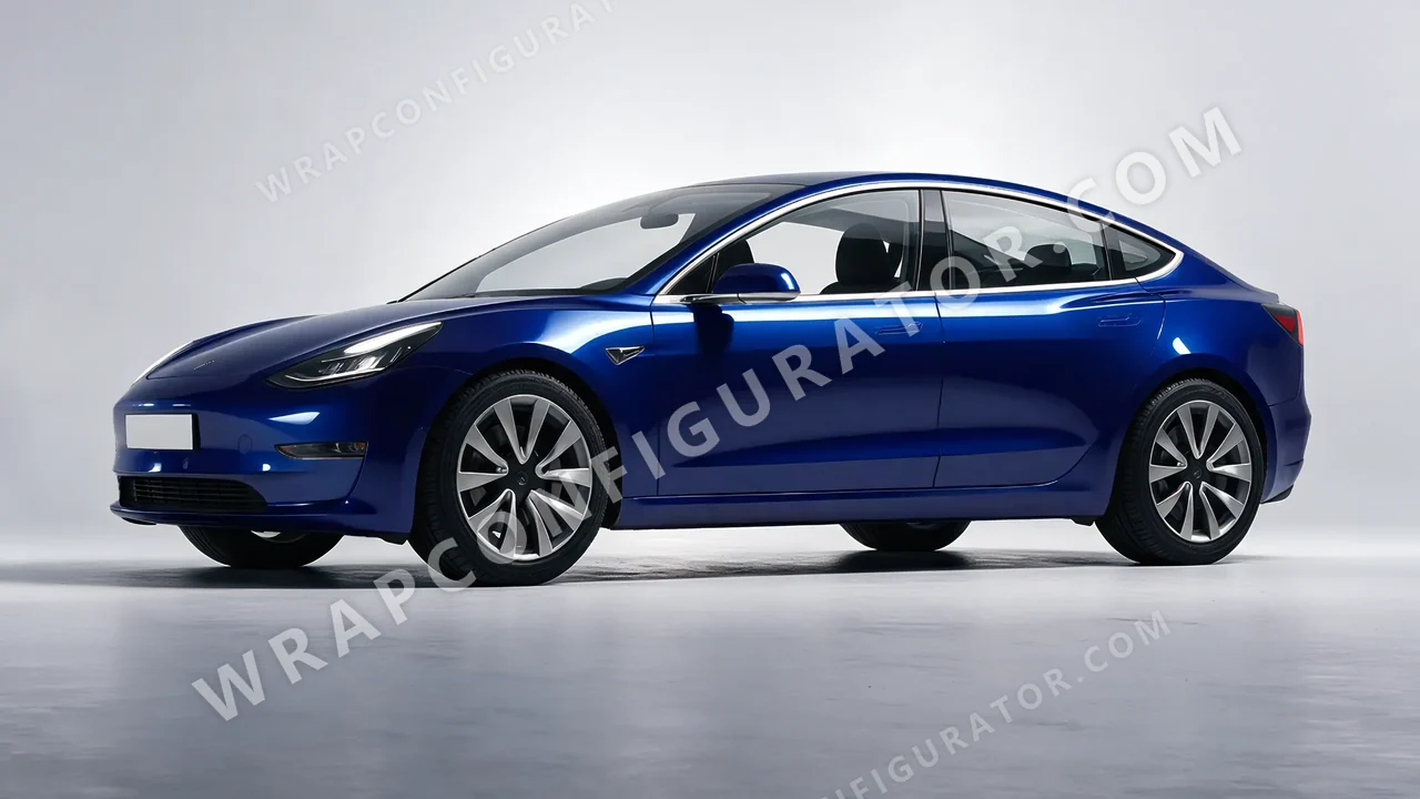 Black Tesla Model 3 2019 wrapped in 3M Gloss Midnight Blue GP272