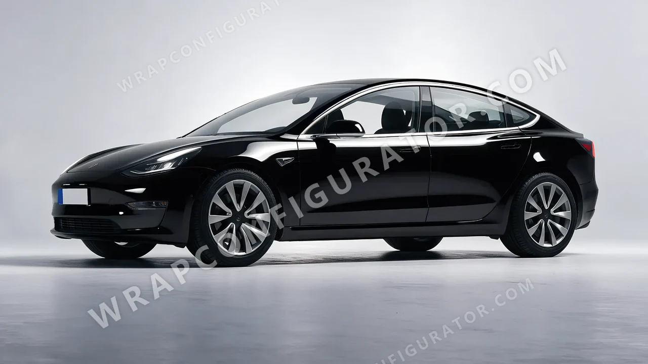Black Tesla Model 3 2019 wrapped in Avery Dennison Obsidian Black SW900-191-O