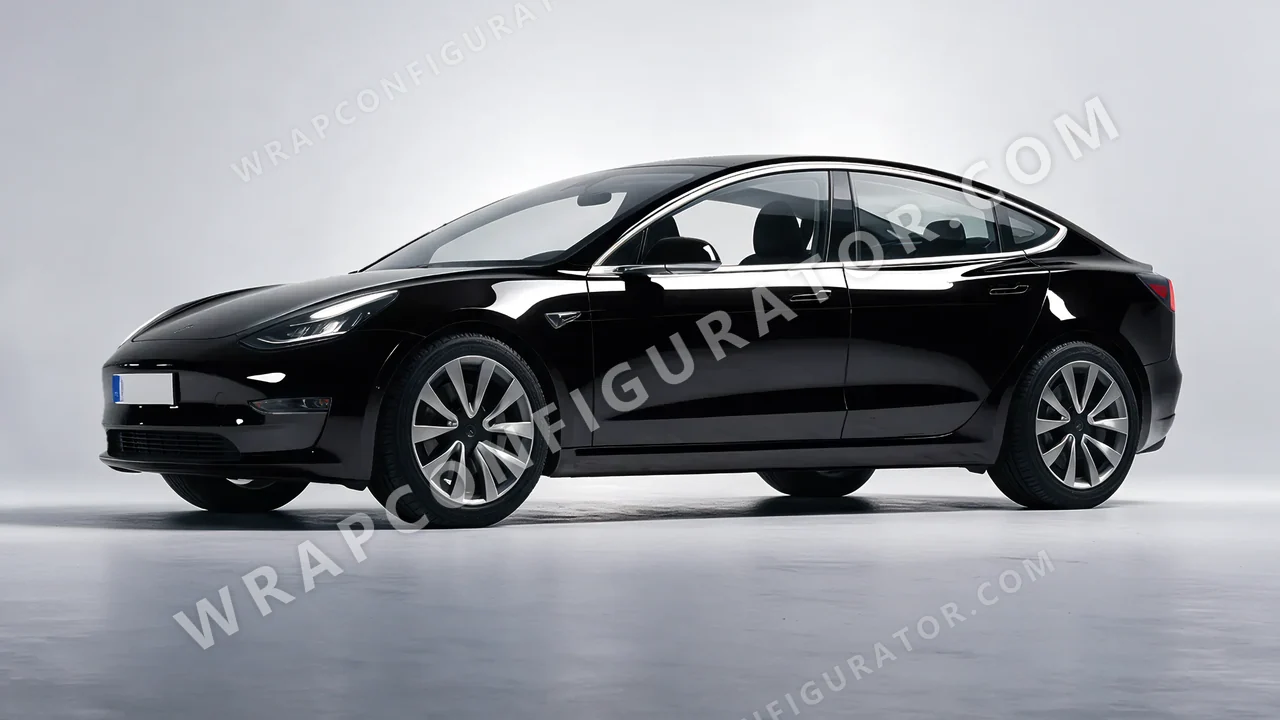 Black Tesla Model 3 2019 wrapped in KPMF Black K88021