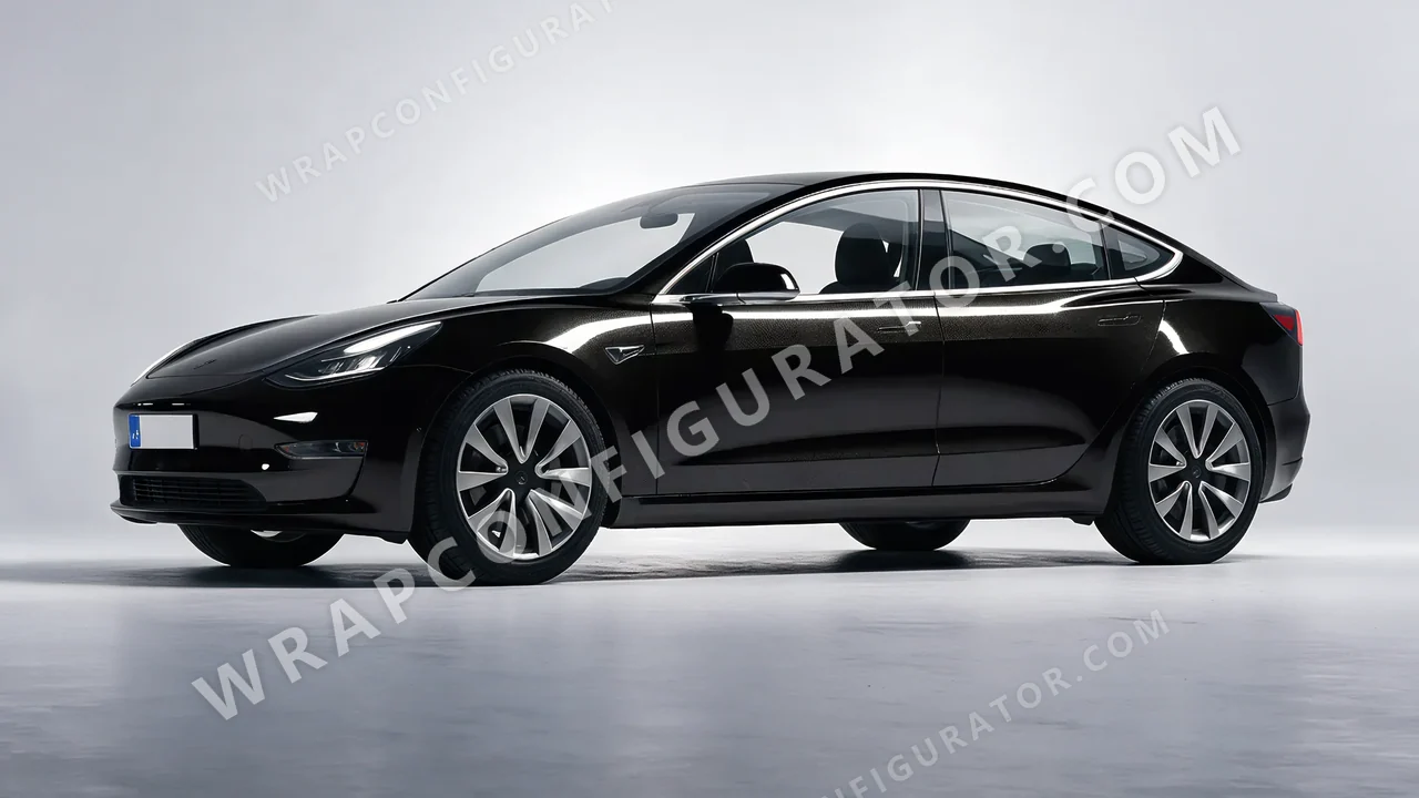 Black Tesla Model 3 2019 wrapped in KPMF Magnetic Black K75440