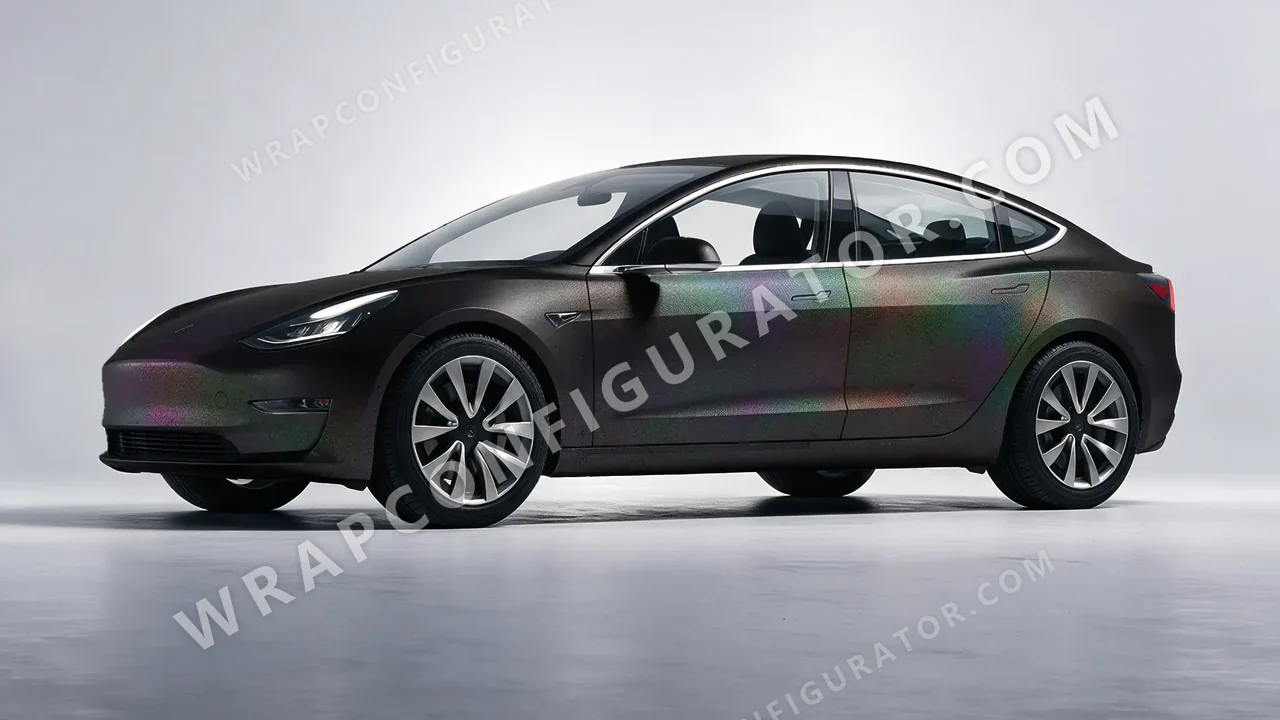 Black Tesla Model 3 2019 wrapped in KPMF Matt Morpheus Black Starlight K75571
