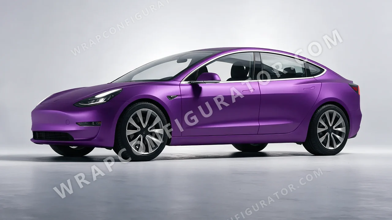 Black Tesla Model 3 2019 wrapped in KPMF Matt Purple Black Iridescent K75565