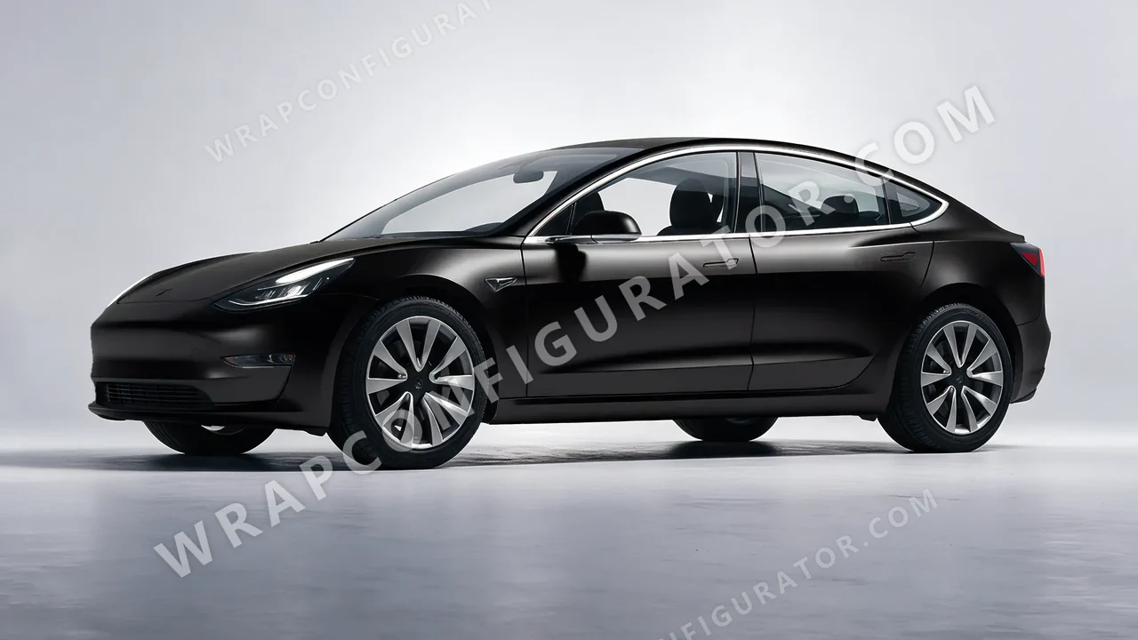Black Tesla Model 3 2019 wrapped in KPMF Perfect Black K75530