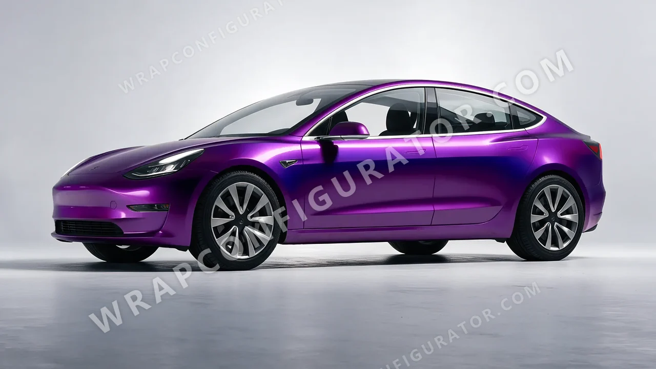 Black Tesla Model 3 2019 wrapped in KPMF Purple Black Iridescent K75465