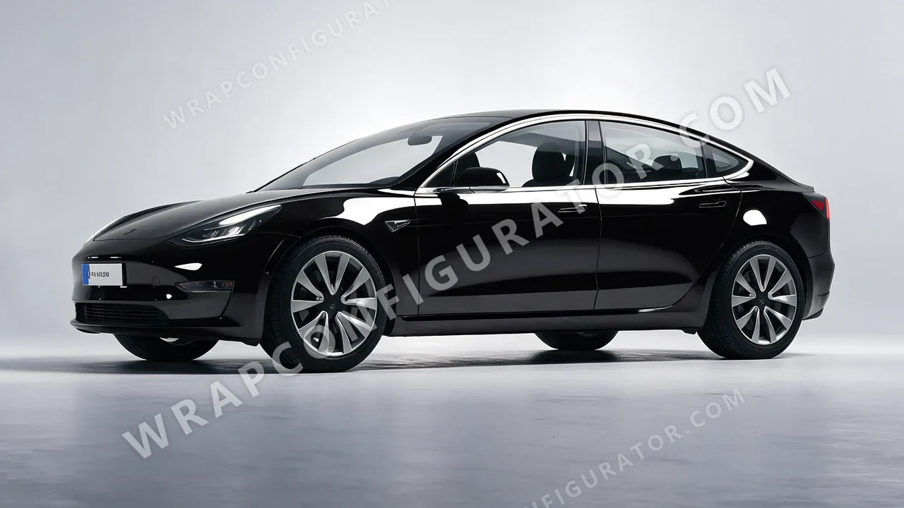 Black Tesla Model 3 2019 wrapped in ORACAL Black 970RA-070G