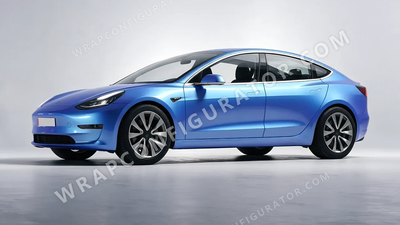 Black Tesla Model 3 2019 wrapped in ORACAL Jetstream Blue 970RA-963G