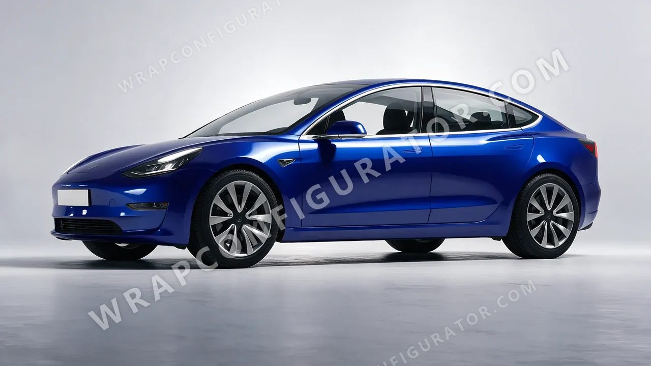 Blue Tesla Model 3 2019 wrapped in 3M Gloss Boat Blue G127