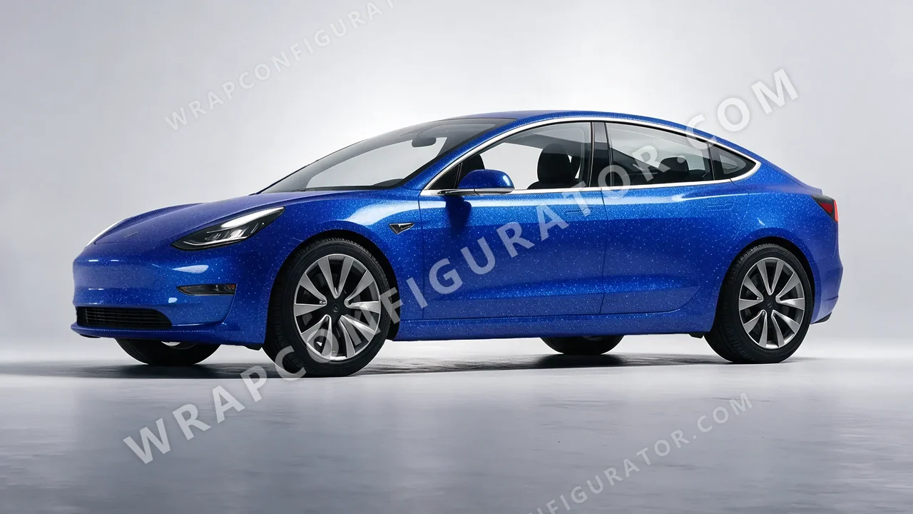 Blue Tesla Model 3 2019 wrapped in Avery Dennison Blue SW900-676-D