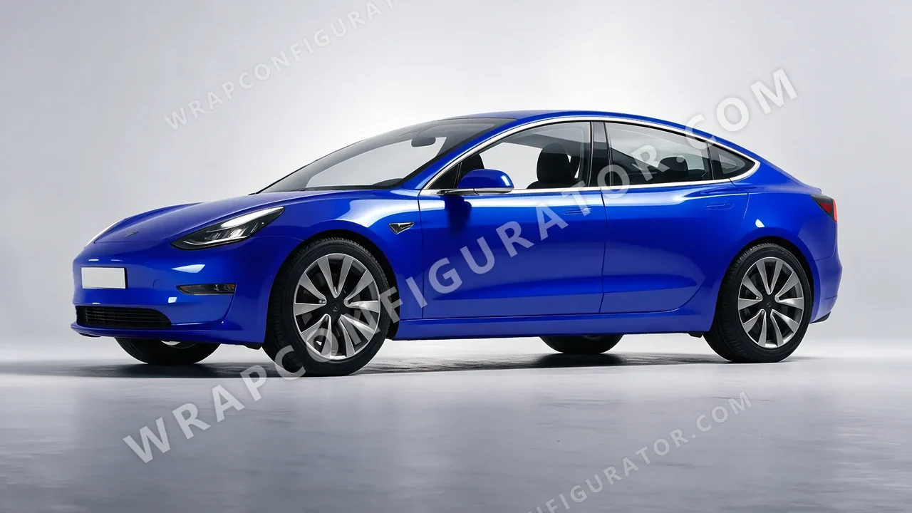 Blue Tesla Model 3 2019 wrapped in Avery Dennison Blue SW900-677-O