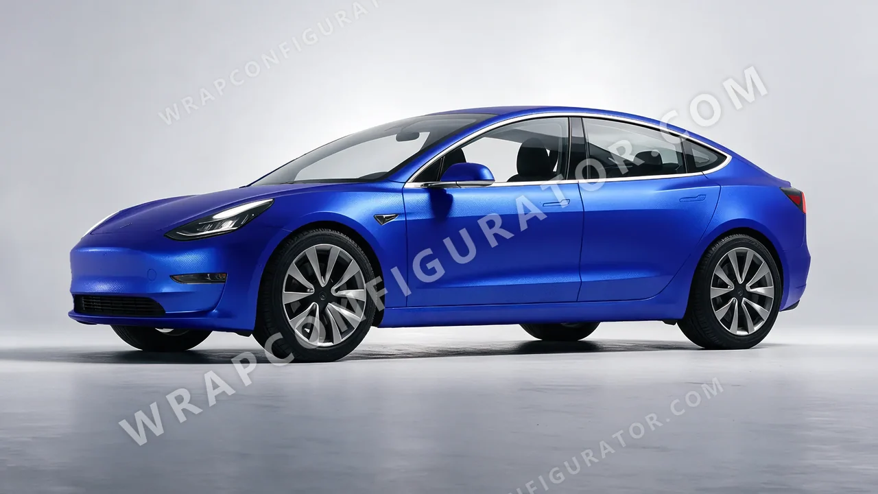 Blue Tesla Model 3 2019 wrapped in Avery Dennison Brilliant Blue SW900-671-M