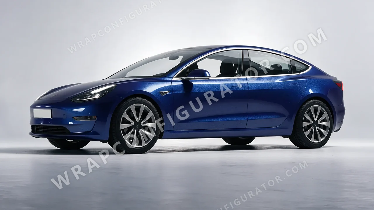 Blue Tesla Model 3 2019 wrapped in Avery Dennison Dark Blue SW900-653-M