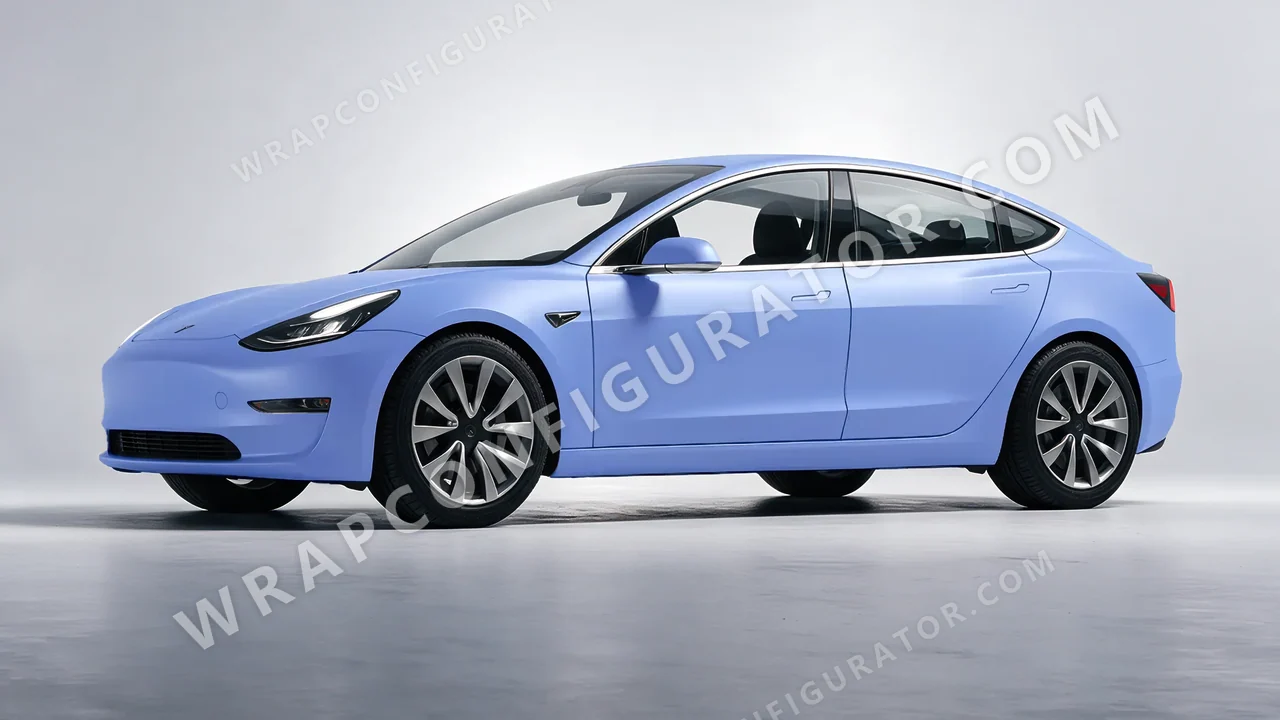 Blue Tesla Model 3 2019 wrapped in Avery Dennison Dreamline Blue SW900-616-O