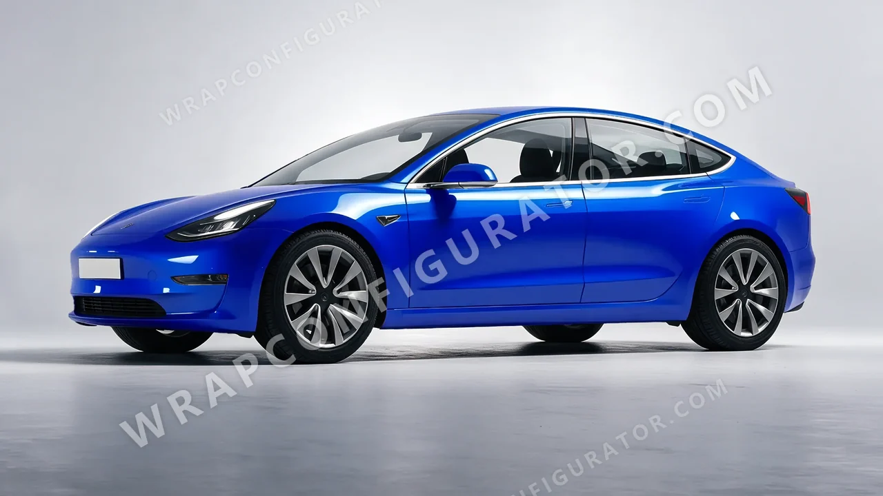Blue Tesla Model 3 2019 wrapped in Avery Dennison Intense Blue SW900-667-O