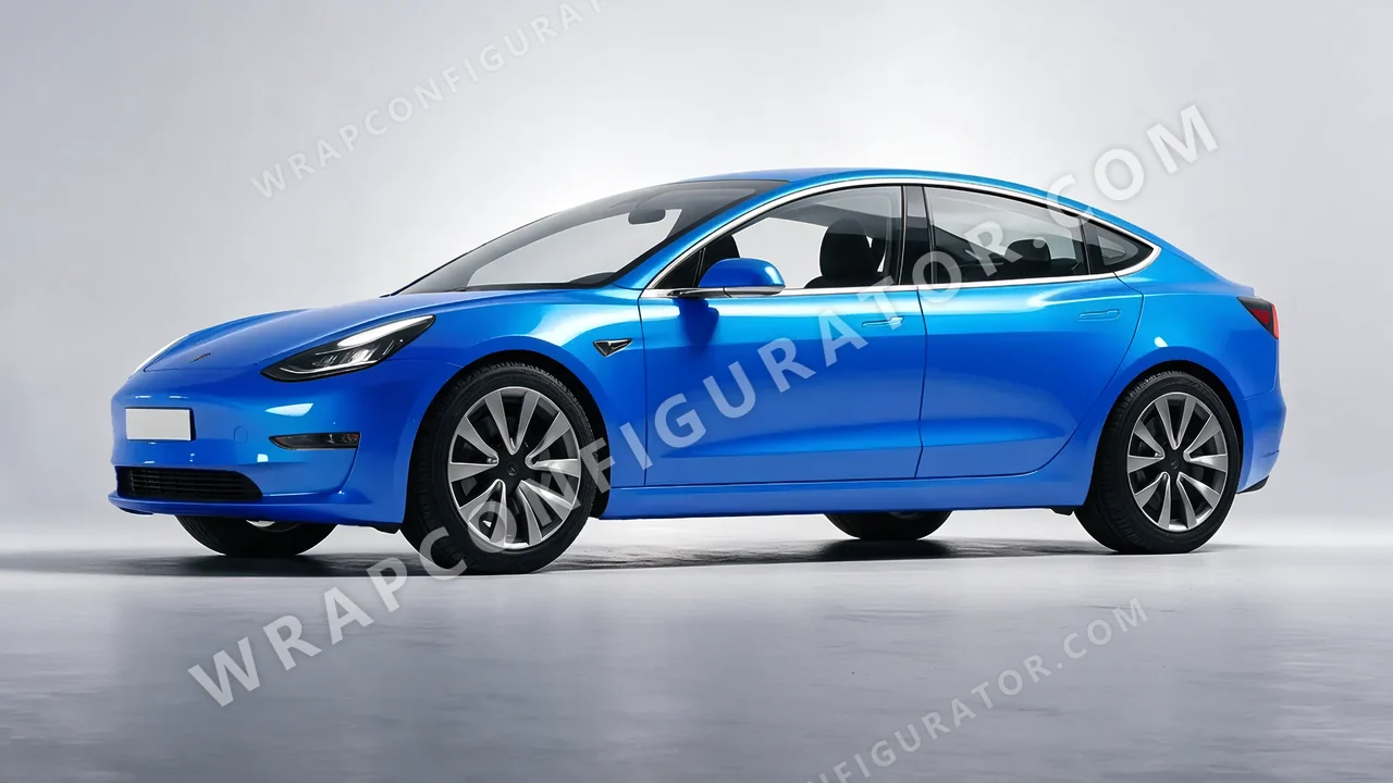 Blue Tesla Model 3 2019 wrapped in Avery Dennison Light Blue SW900-632-O