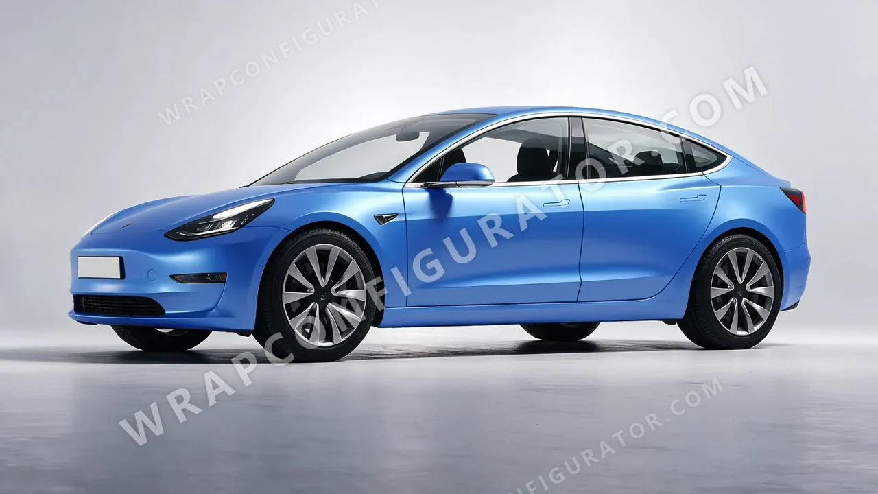 Blue Tesla Model 3 2019 wrapped in Avery Dennison Light Blue SW900-633-O