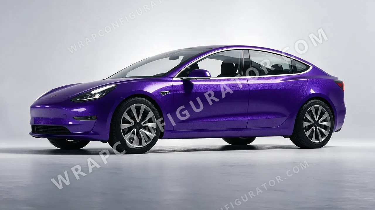 Blue Tesla Model 3 2019 wrapped in Avery Dennison Mysterious Indigo SW900-700-M