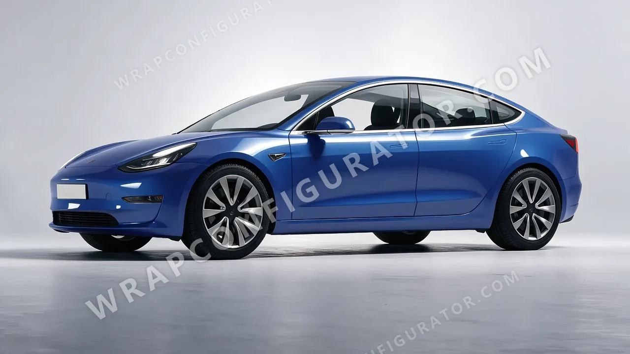 Blue Tesla Model 3 2019 wrapped in Avery Dennison Smoky Blue SW900-612-O