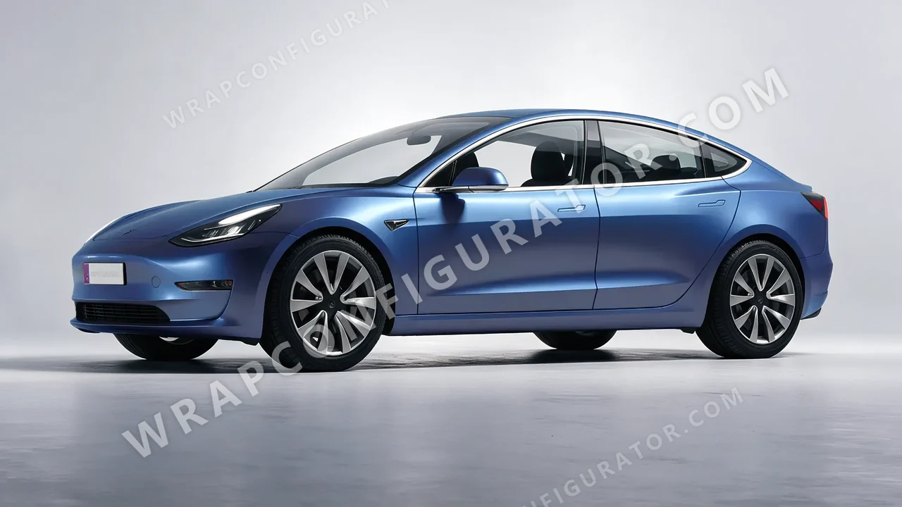 Blue Tesla Model 3 2019 wrapped in Colourshield PPF by HyperPro Dark Gray Blue MSF51-P
