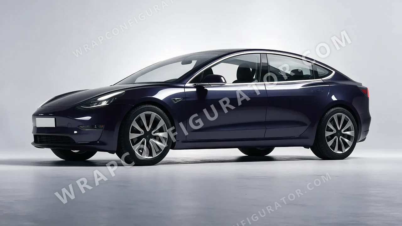 Blue Tesla Model 3 2019 wrapped in Colourshield PPF by HyperPro Gray/Blue GAF25-P