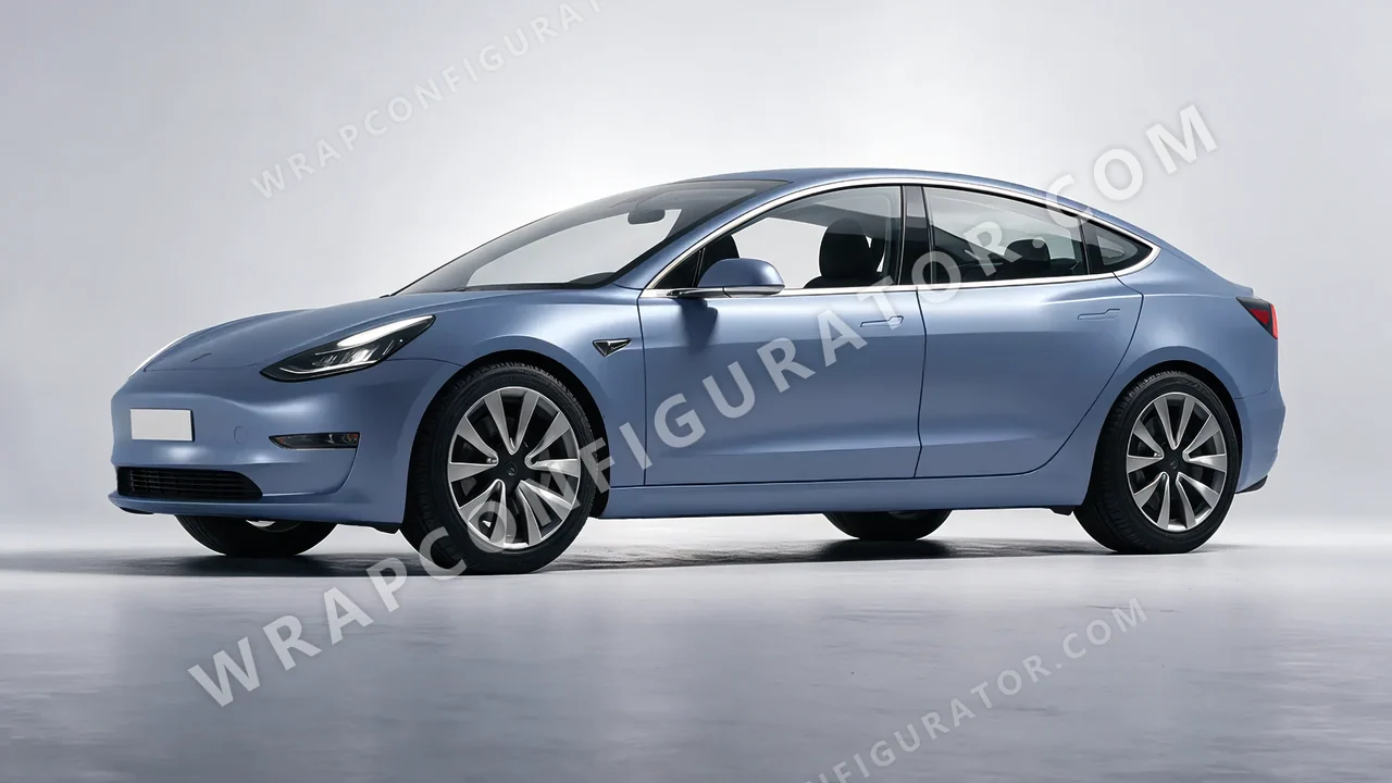 Blue Tesla Model 3 2019 wrapped in Colourshield PPF by HyperPro Gray/Blue SMF40-P
