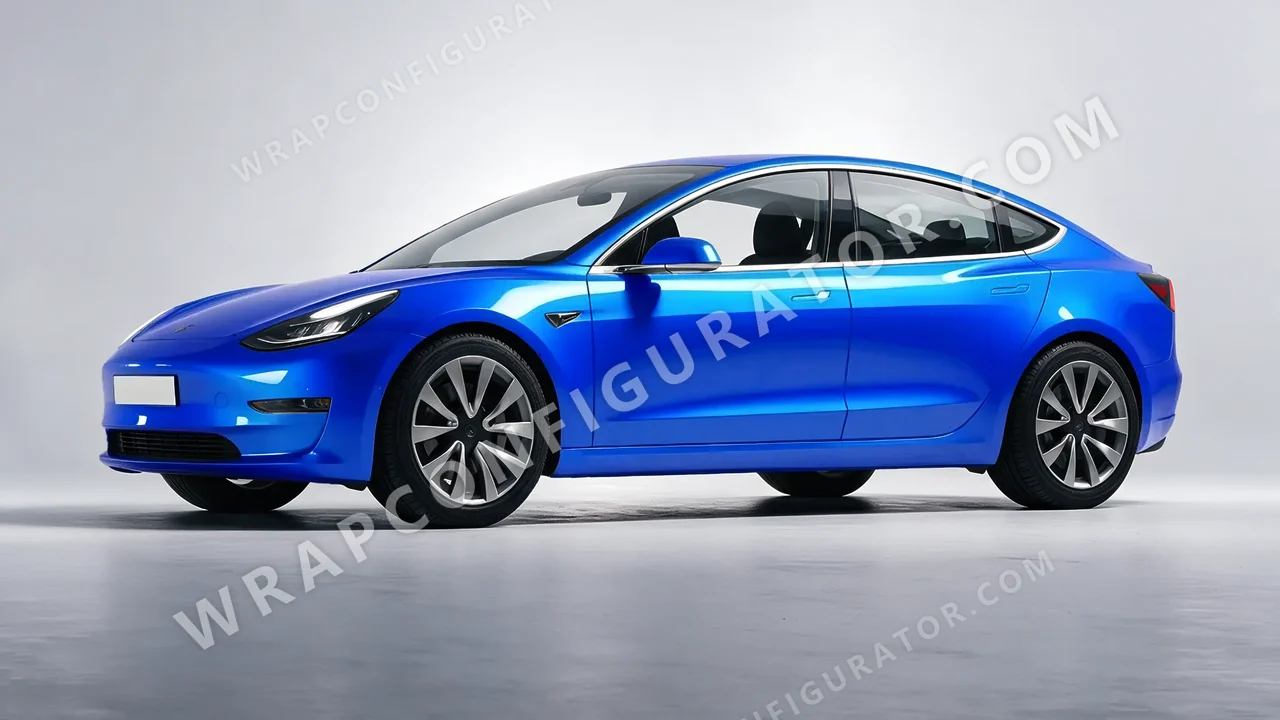 Blue Tesla Model 3 2019 wrapped in Colourshield PPF by HyperPro Ocean Blue HGM68-P