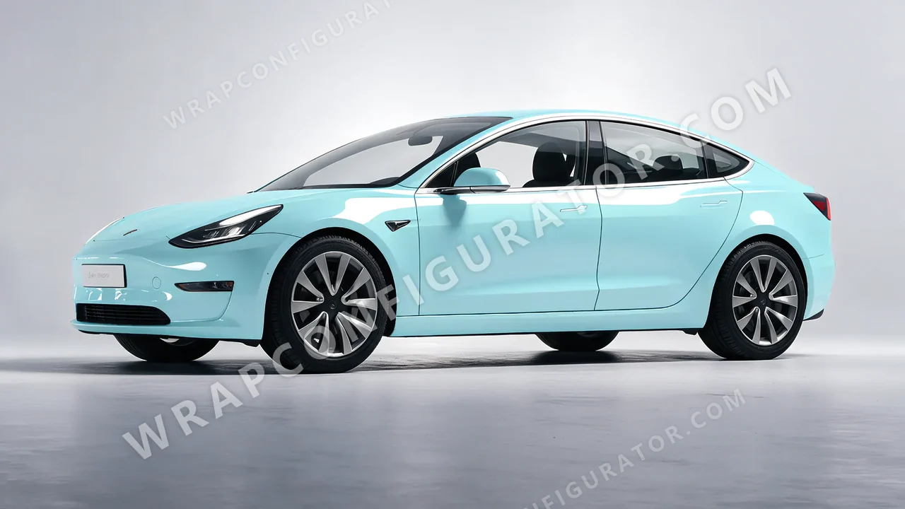 Blue Tesla Model 3 2019 wrapped in Colourshield PPF by HyperPro Sea Blue HGF04-P