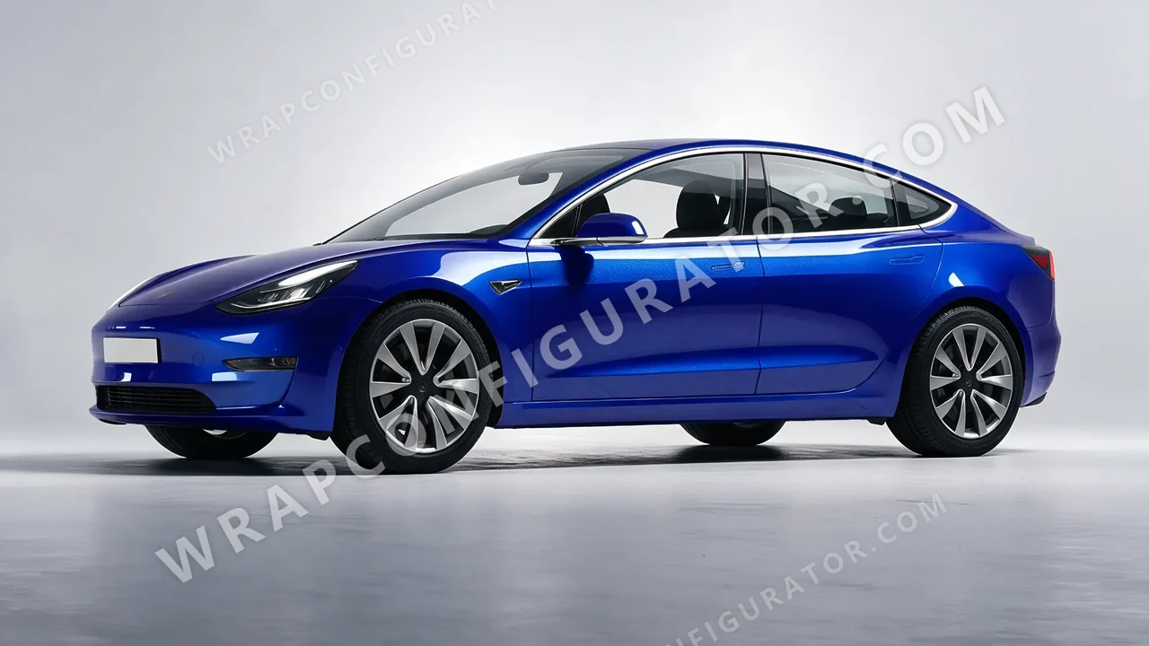 Blue Tesla Model 3 2019 wrapped in Inozetek Dynamic PPF Blue Raspberry DPPF914
