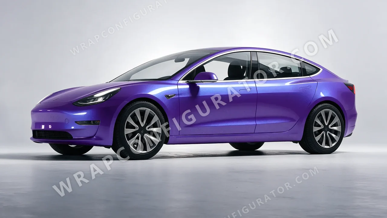 Blue Tesla Model 3 2019 wrapped in KPMF Twilight Sky K75417