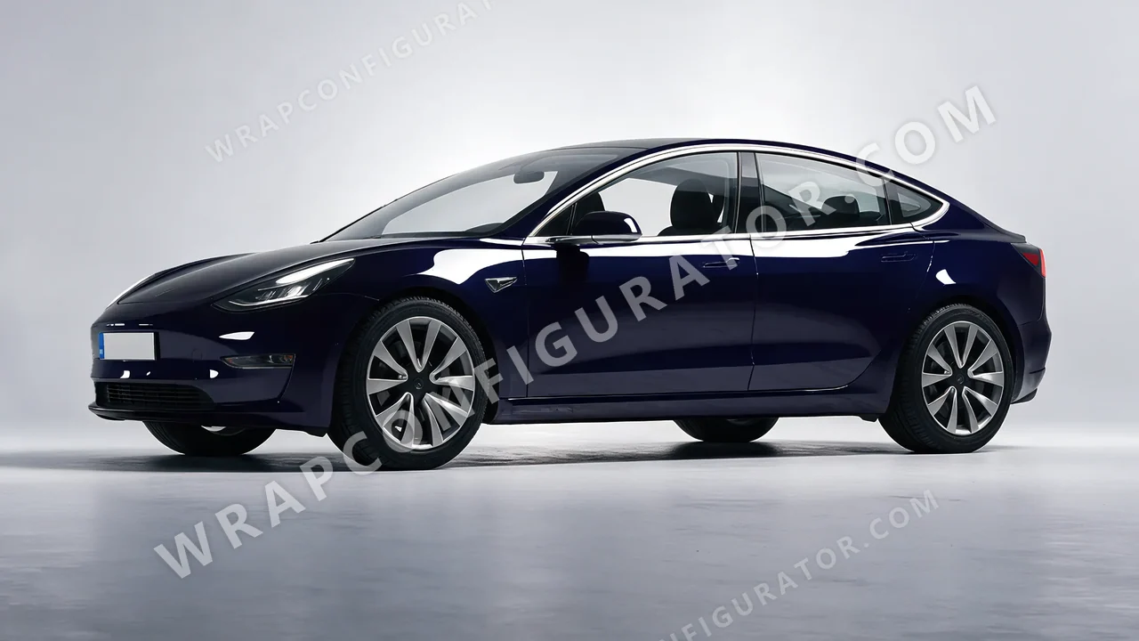 Blue Tesla Model 3 2019 wrapped in ORACAL Gt3 Blue 970RA-111G