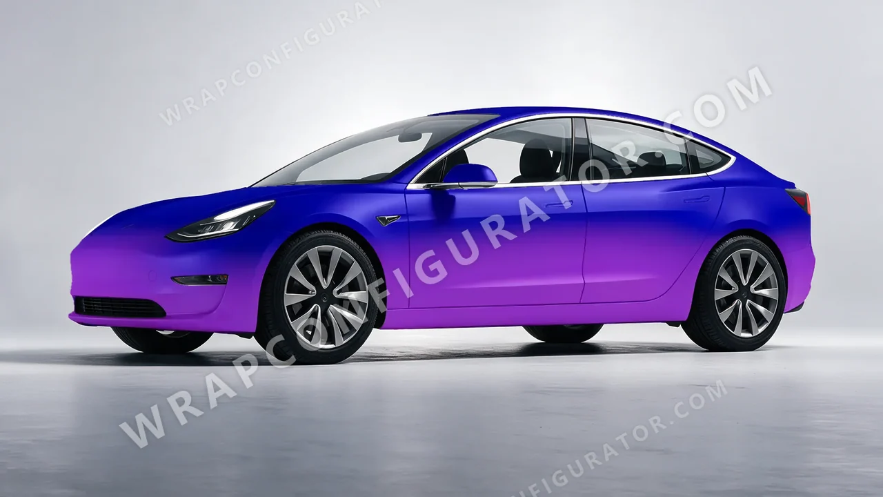 Blue Tesla Model 3 2019 wrapped in ORACAL Matt Ultramarine Violet 970RA-319M
