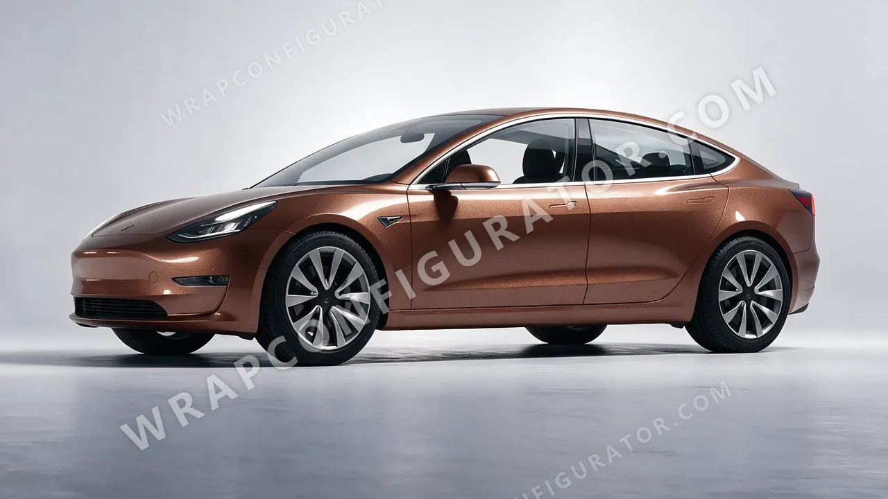 Brown Tesla Model 3 2019 wrapped in Avery Dennison Brown SW900-929-M